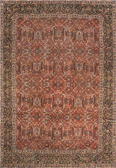 Doris Leslie Blau Tabriz Antique Medallion Warm Tan Hand-Knotted Rug - c. 1880