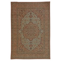Doris Leslie Blau Tabriz Antiker Medaillon Warm Tan Handgeknüpfter Teppich - c. 1880