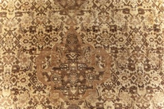 Doris Leslie Blau Tabriz Antique Medallion Warm Tan Hand-Knotted Rug - c. 1900