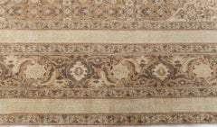 Doris Leslie Blau Tabriz Antique Medallion Warm Tan Hand-Knotted Rug - c. 1900