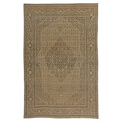 Doris Leslie Blau Tabriz Antique Medallion Warm Tan Hand-Knotted Rug - c. 1900