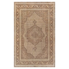 Doris Leslie Blau Tabriz Antique Medallion Warm Tan Hand-Knotted Rug - c. 1900