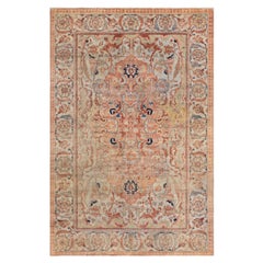 Doris Leslie Blau Tabriz Antique Medallion Warm Tan Hand-Knotted Rug - c. 1920