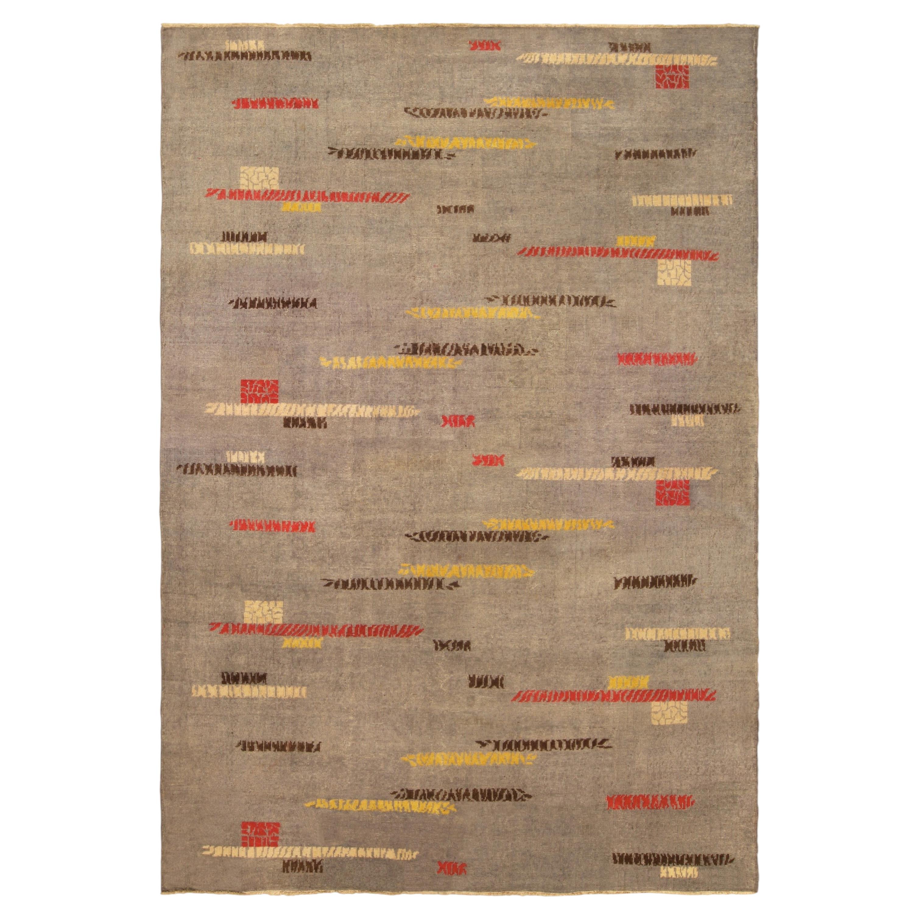 Doris Leslie Blau Timeless Geometry: Vintage Art Deco Abstract Gray Rug