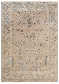 Doris Leslie Blau Timeless Tabriz Antique Floral Soft Beige Rug - c. 1920