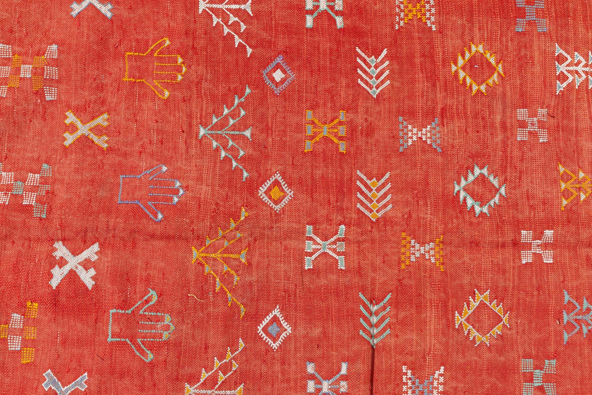 Cotone Doris Leslie Blau Tappeto Tribale Marocchino & Kilim Rosso in vendita