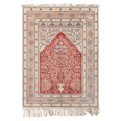 Doris Leslie Blau Turkish Antique Allover Ivory Hand-Knotted Silk Rug - c. 1920