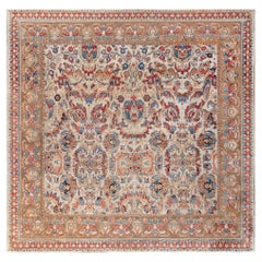 Doris Leslie Blauer türkischer Ghiordes-Teppich in Blau