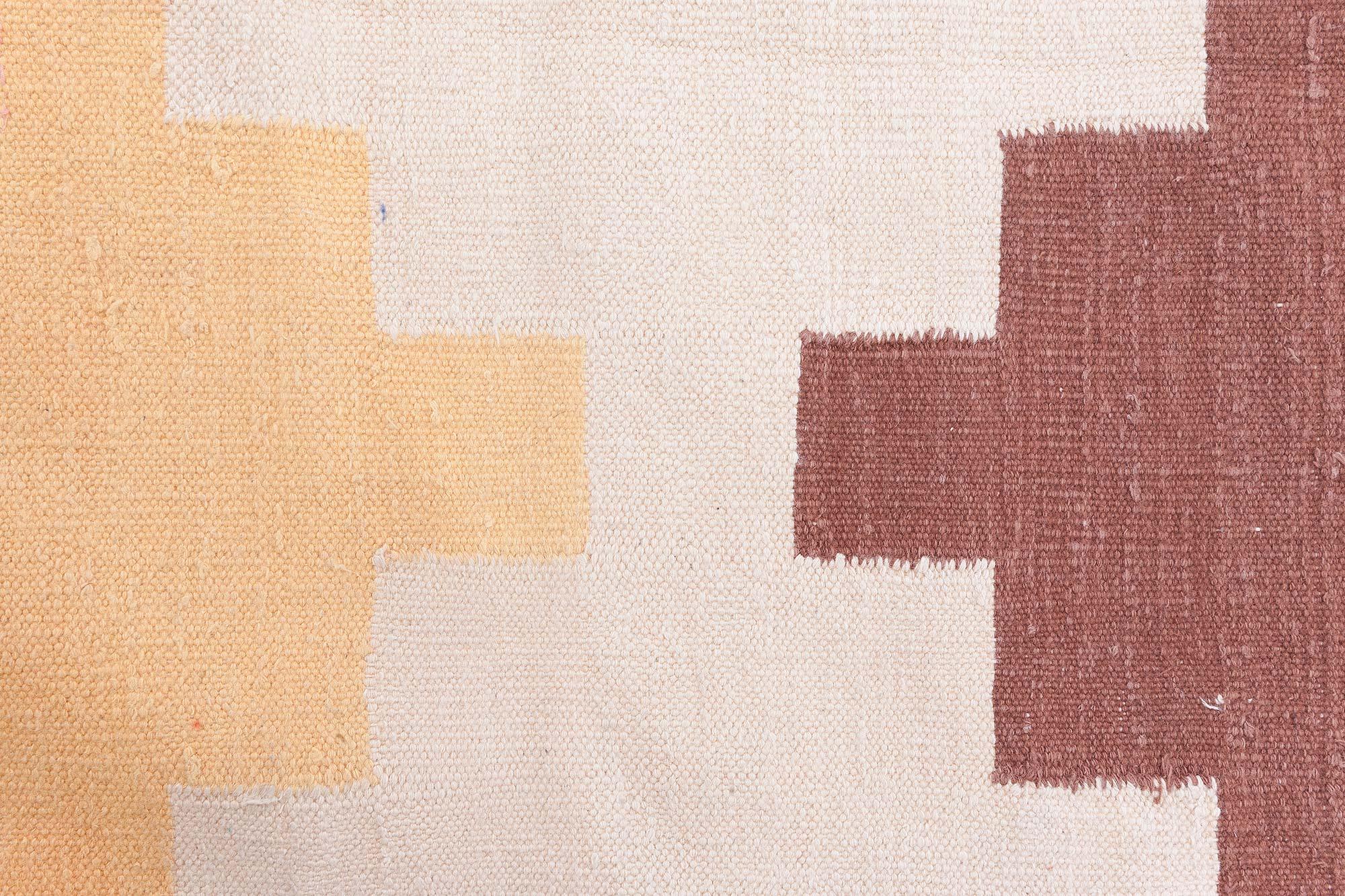 Hand-Woven Doris Leslie Blau Vibrant Oversized Antique Indian Dhurrie Rug For Sale