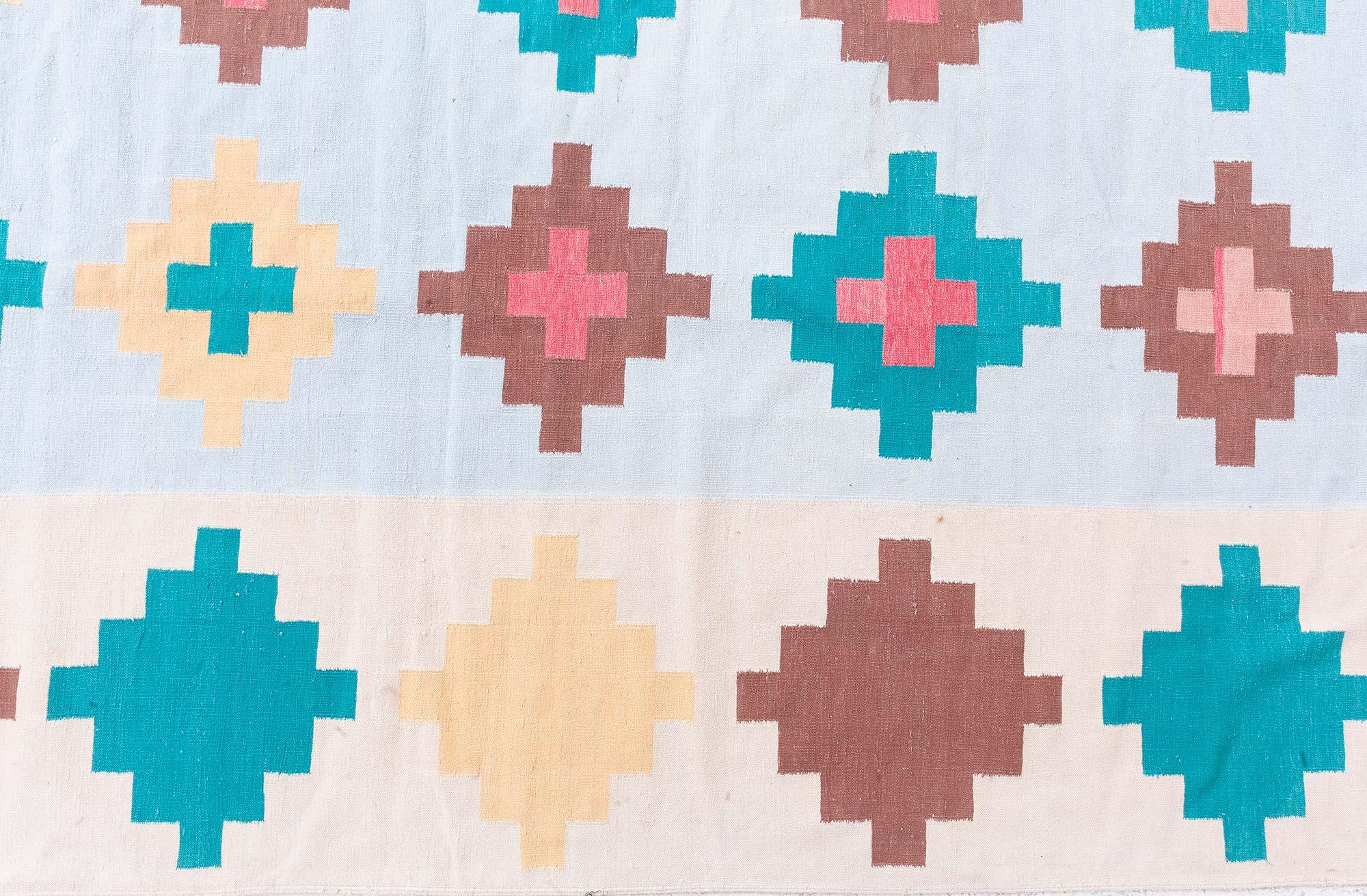 Doris Leslie Blau Vibrant Oversized Antique Indian Dhurrie Rug In Good Condition For Sale In New York, NY