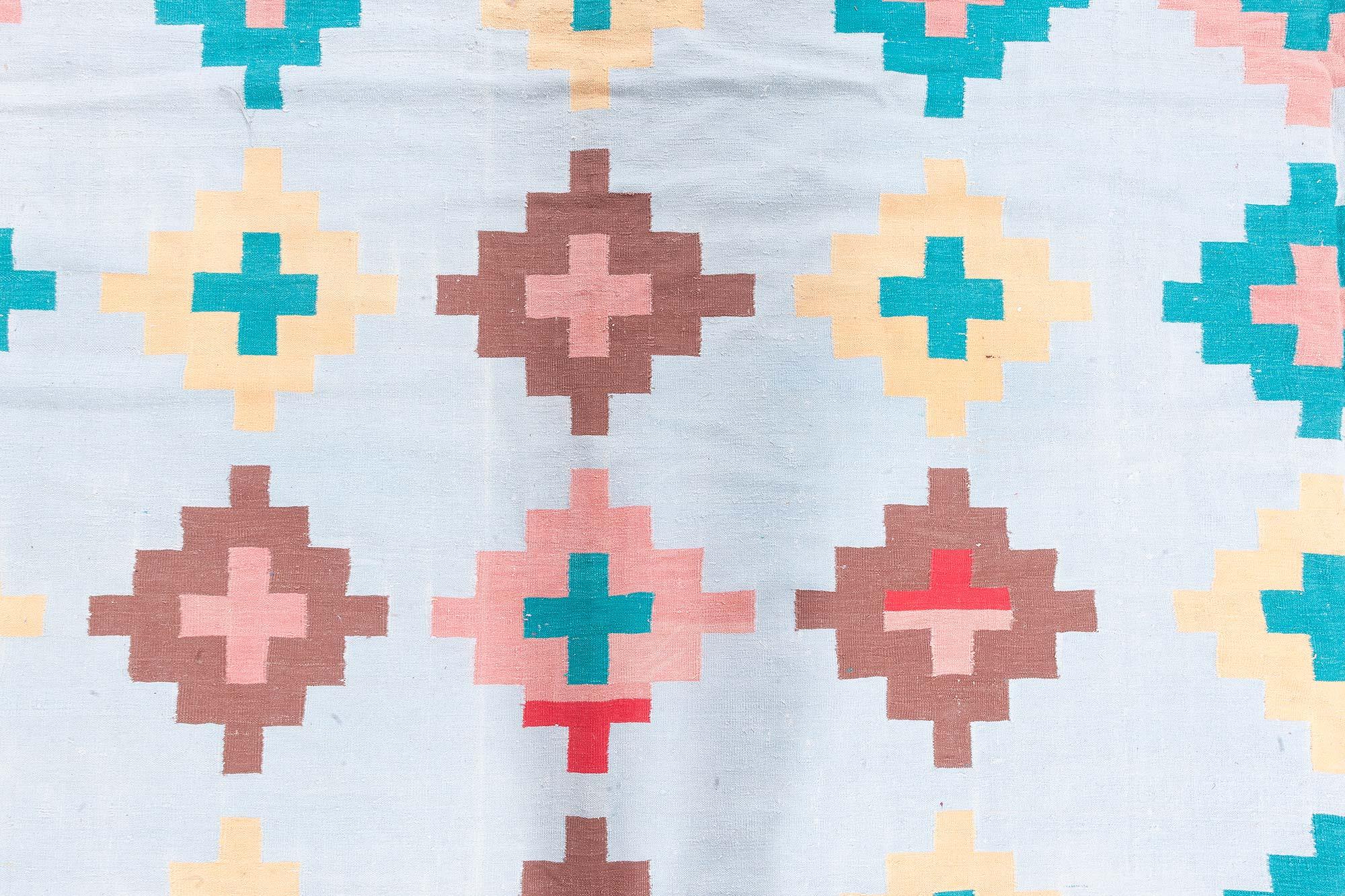 20th Century Doris Leslie Blau Vibrant Oversized Antique Indian Dhurrie Rug For Sale