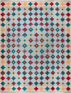 Doris Leslie Blau Vibrant Oversized Antique Indian Dhurrie Rug