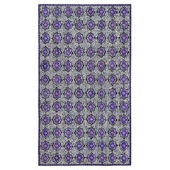 Doris Leslie Blau Vibrant Vintage American Hooked Rug in Purple and Grey
