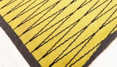 Doris Leslie Blau Vibrant Vintage Swedish Pile Rug in Yellow and Charcoal