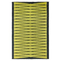 Doris Leslie Blau Vibrant Vintage Swedish Pile Rug in Yellow and Charcoal