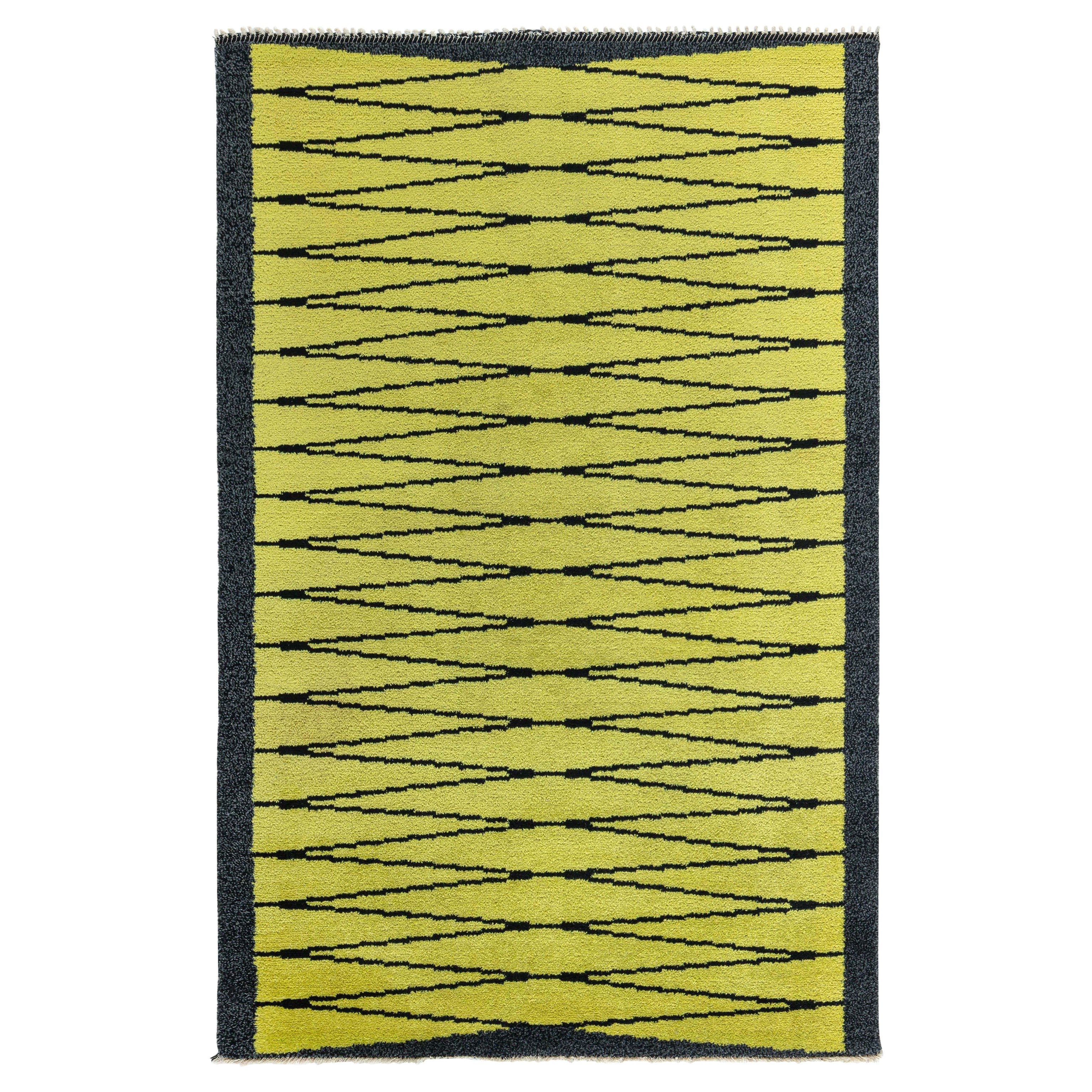 Tappeto Doris Leslie Blau Vibrant Vintage con vello svedese in giallo e carbone