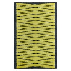Doris Leslie Blau Vibrant Vintage Swedish Pile Rug in Yellow and Charcoal