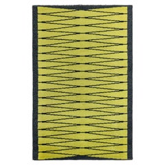 Doris Leslie Blau Vibrant Vintage Swedish Pile Rug in Yellow and Charcoal