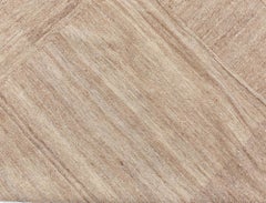 Doris Leslie Blau Vintage Abstrakt Überdimensioniert Creme Beige Handgeknüpfter Wollteppich