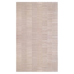 Doris Leslie Blau Vintage Abstrakt Überdimensioniert Creme Beige Handgeknüpfter Wollteppich