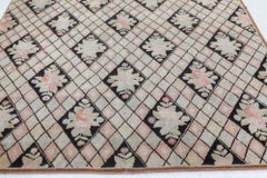 Doris Leslie Blau Vintage American Hooked Floral Soft Beige Hand-Knotted Carpet