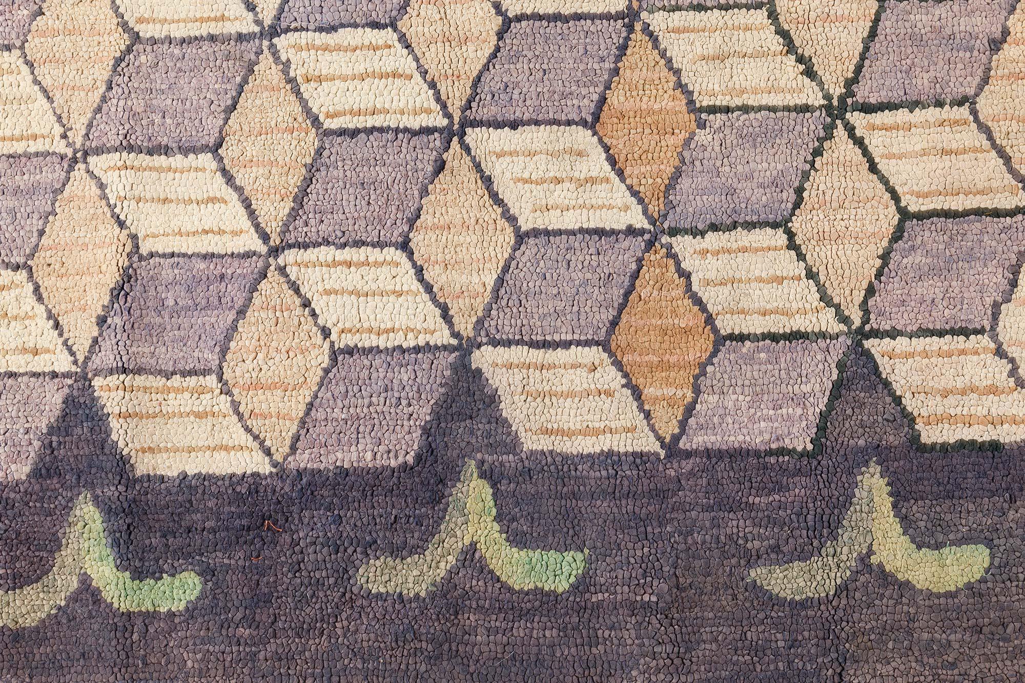 Doris Leslie Blau Vintage American Hooked Geometric Rug For Sale 1