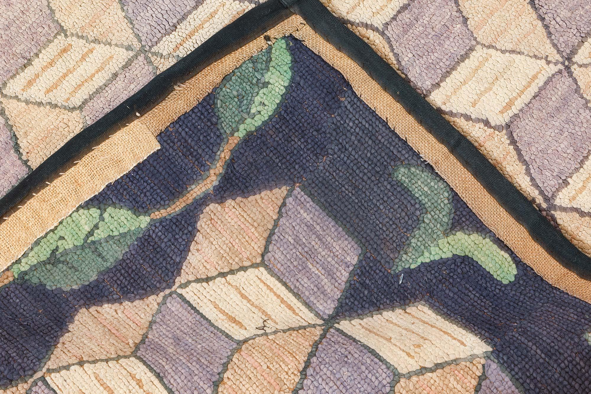 Doris Leslie Blau Vintage American Hooked Geometric Rug For Sale 2