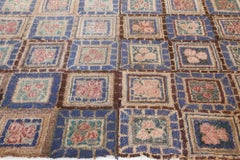 Doris Leslie Blau Vintage American Hooked Geometric Warm Tan Rug Patchwork