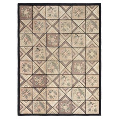 Doris Leslie Blau Vintage American Hooked Rug with Geometric Design