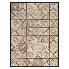 Tapis crocheté américain vintage Doris Leslie Blau avec motif géométrique