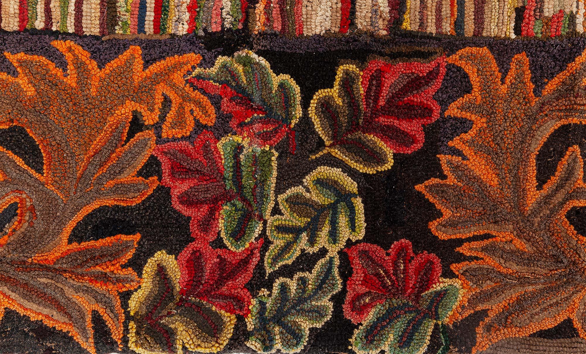 Hand-Knotted Doris Leslie Blau Vibrant Antique American Hooked Rug For Sale