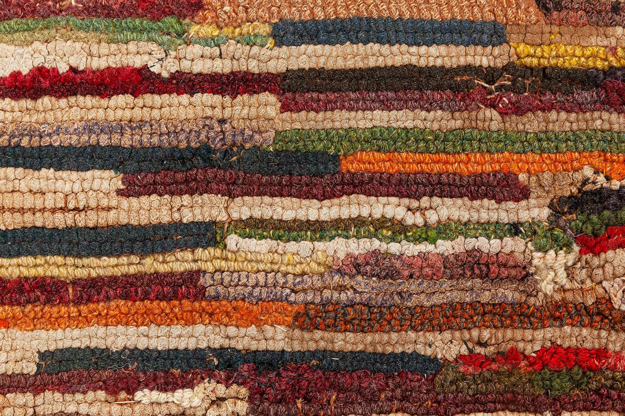 Doris Leslie Blau Vibrant Antique American Hooked Rug For Sale 2