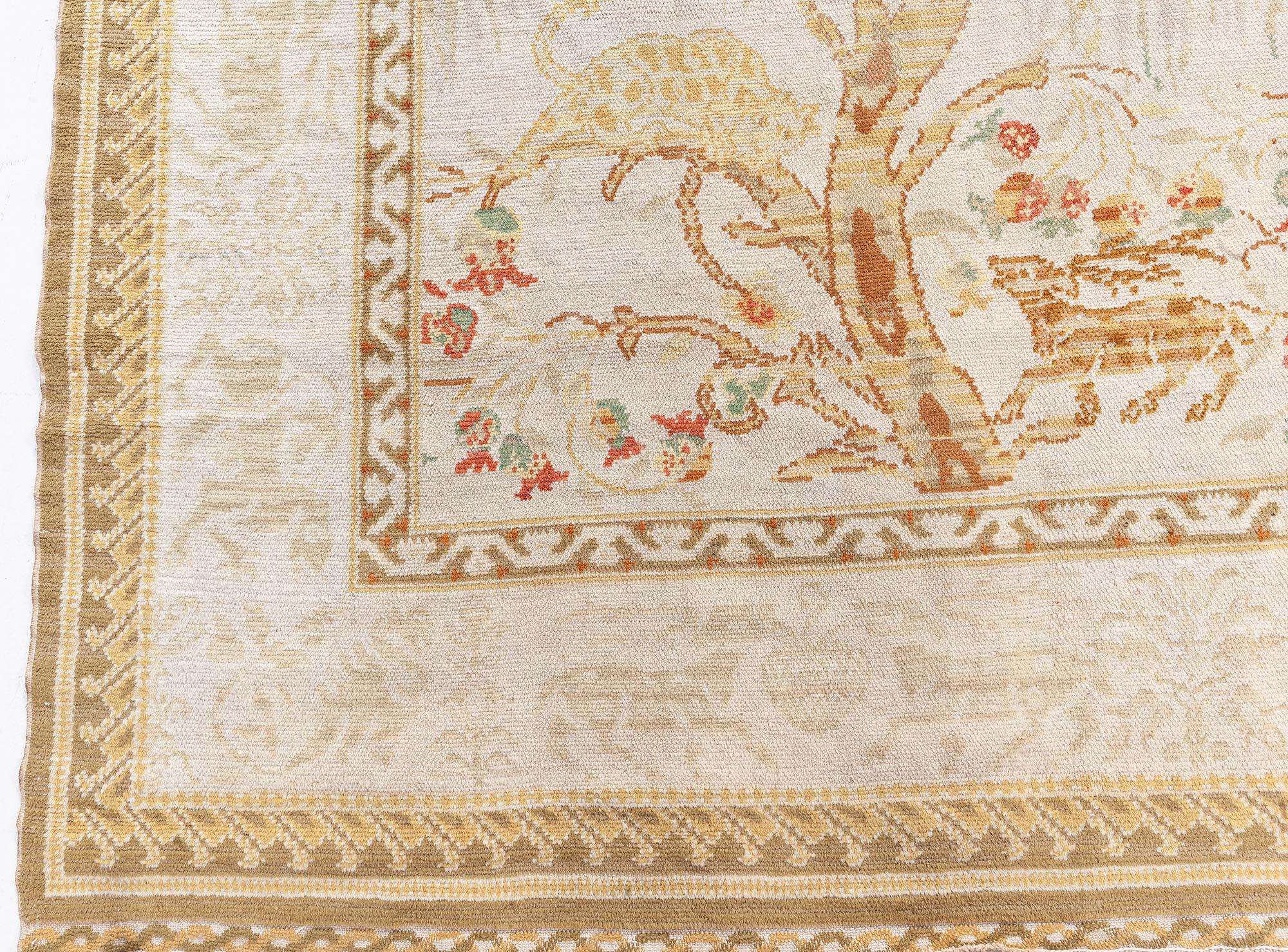 20th Century Doris Leslie Blau Vintage Animal Design Spanish Handmade Wool Rug For Sale
