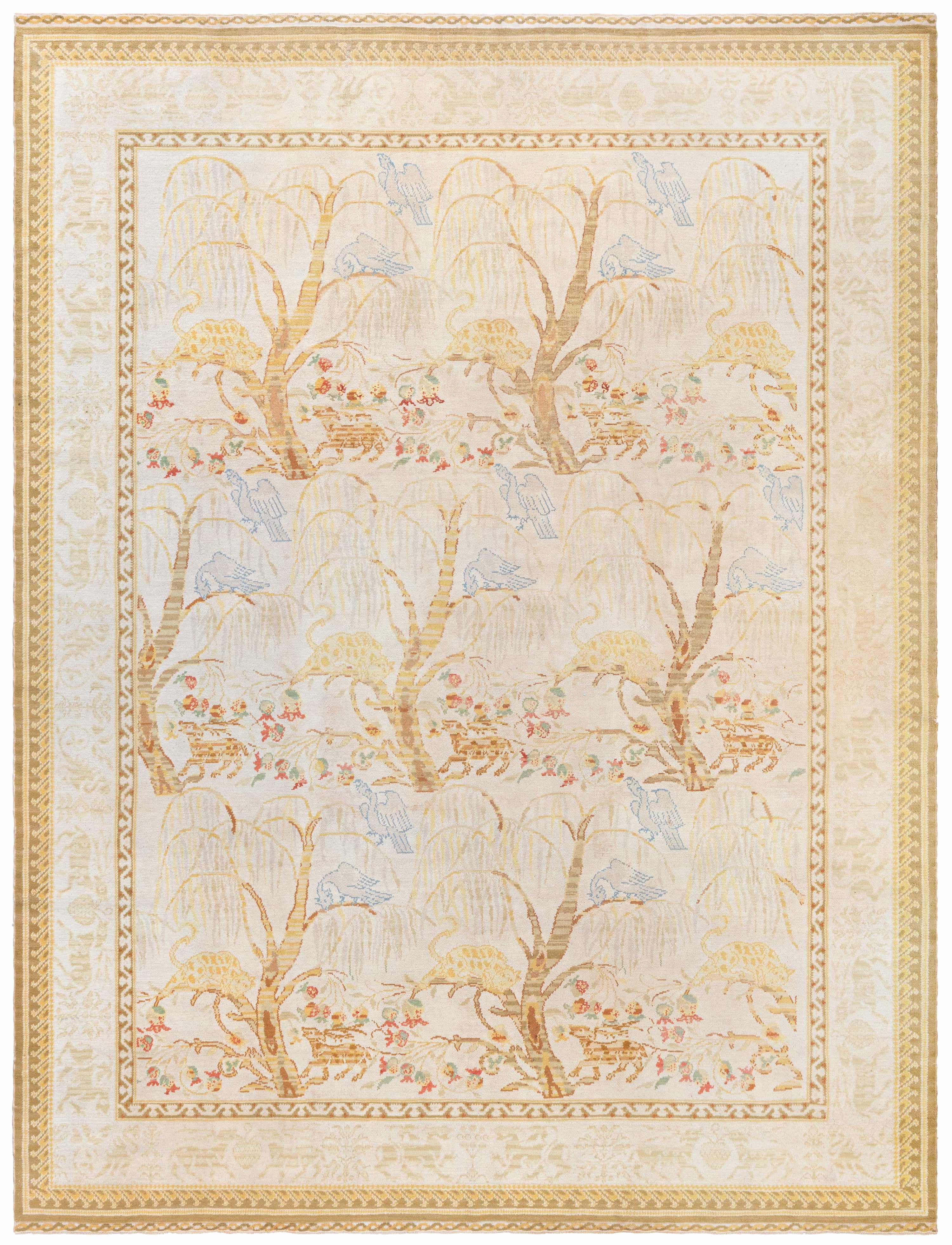 Doris Leslie Blau Vintage Animal Design Spanish Handmade Wool Rug For Sale