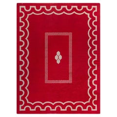 Doris Leslie Blau Vintage Art Deco Crimson Carpet Attributed To Jacques Adnet