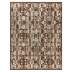 Doris Leslie Blau Vintage Art Deco Geometric Cream Beige And Brown Rug