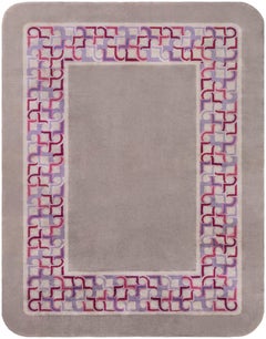 Doris Leslie Blau Vintage Art Deco Geometric Gray Carpet (Size Adjusted)