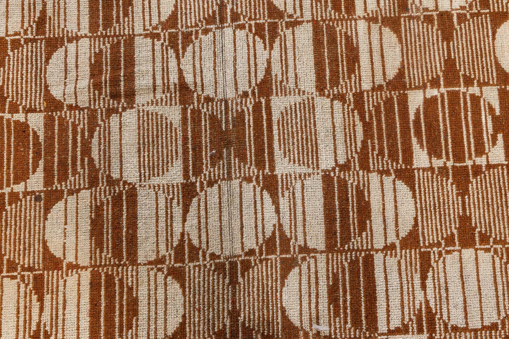 Vintage Art of Vintage Art of Vintage Art of Vintage Art of Vintage Art of Vintage Art of Vintage Art of Vintage Art of Vintage géométrique marron, beige tapis en laine fait à la main
Taille : 5'4
