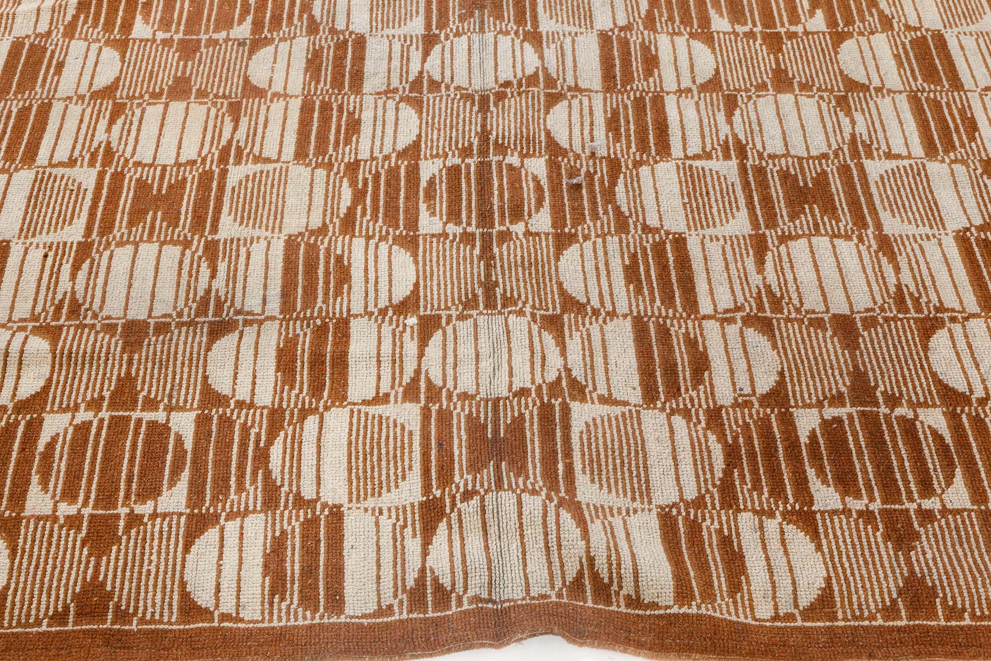 Tissé à la main Tapis vintage Art Déco géométrique fait à la main Doris Leslie Blau en vente