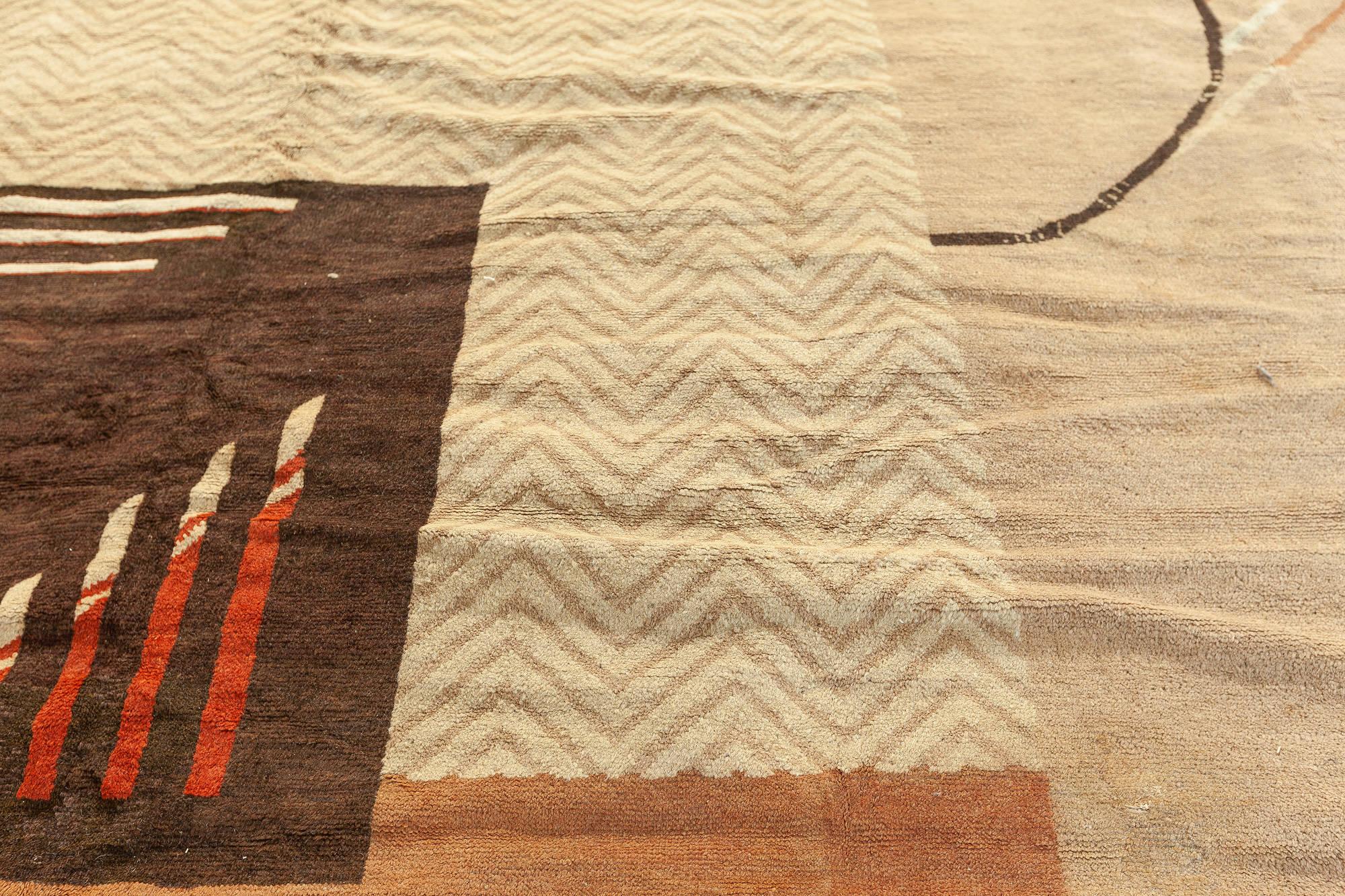 Doris Leslie Blau Alfombra Vintage Art Decó de lana tejida a mano Anudado a mano en venta