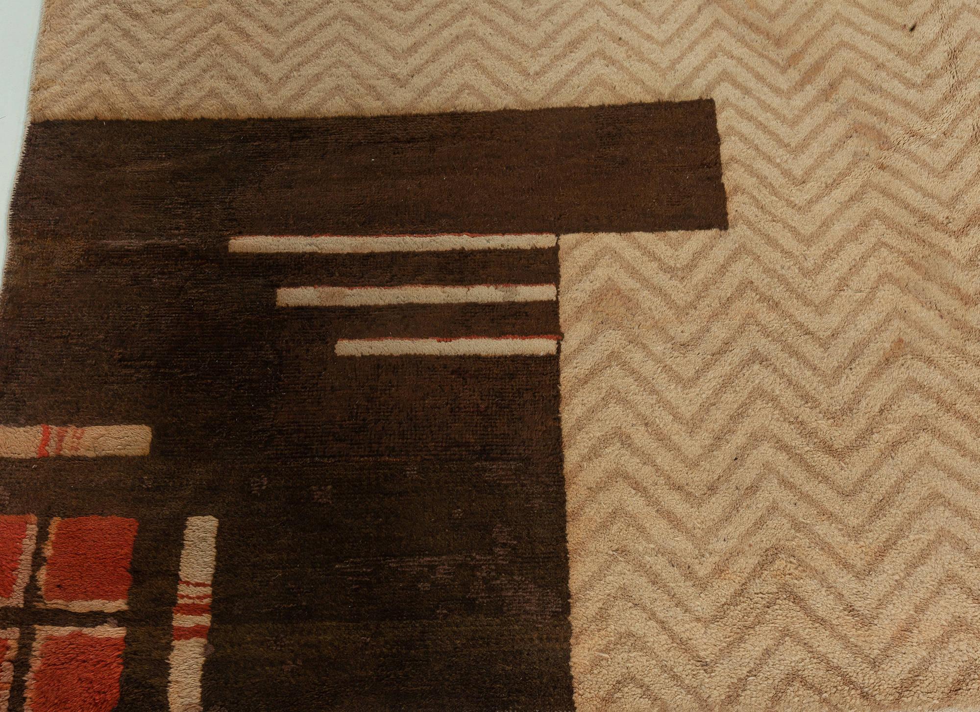 Doris Leslie Blau Alfombra Vintage Art Decó de lana tejida a mano en Bueno estado para la venta en New York, NY