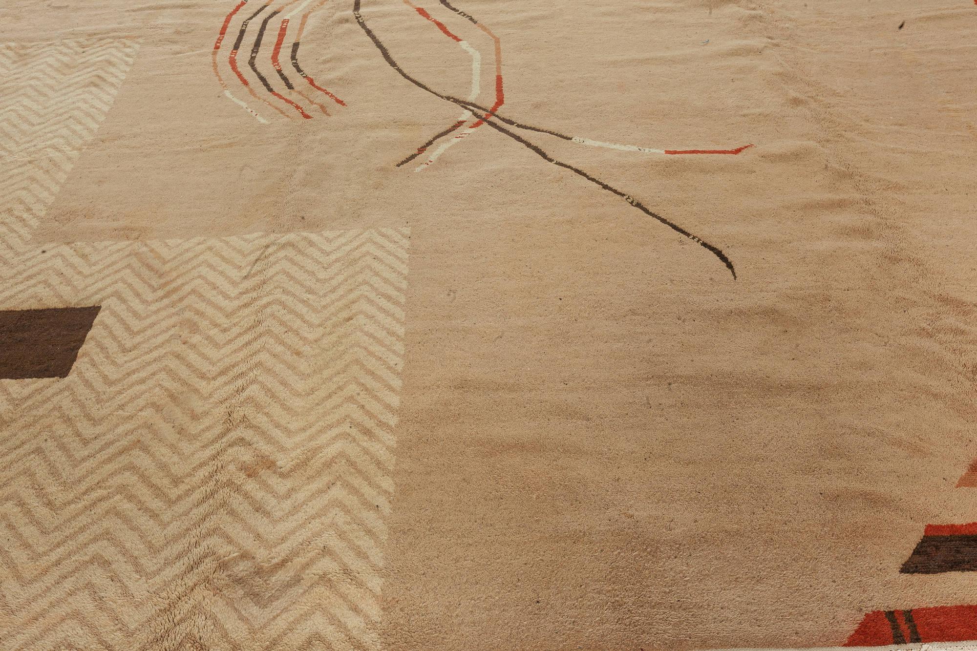 Doris Leslie Blau Alfombra Vintage Art Decó de lana tejida a mano siglo XX en venta