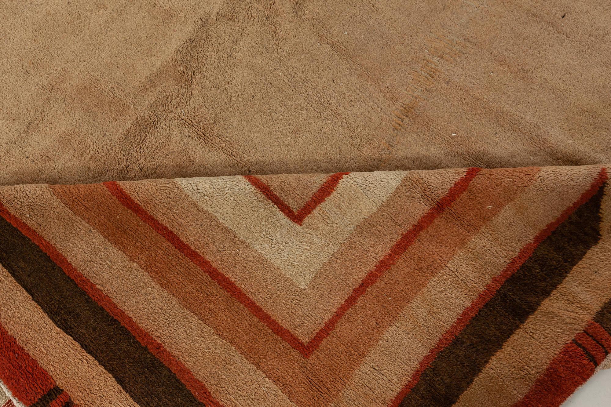 Doris Leslie Blau Alfombra Vintage Art Decó de lana tejida a mano Lana en venta