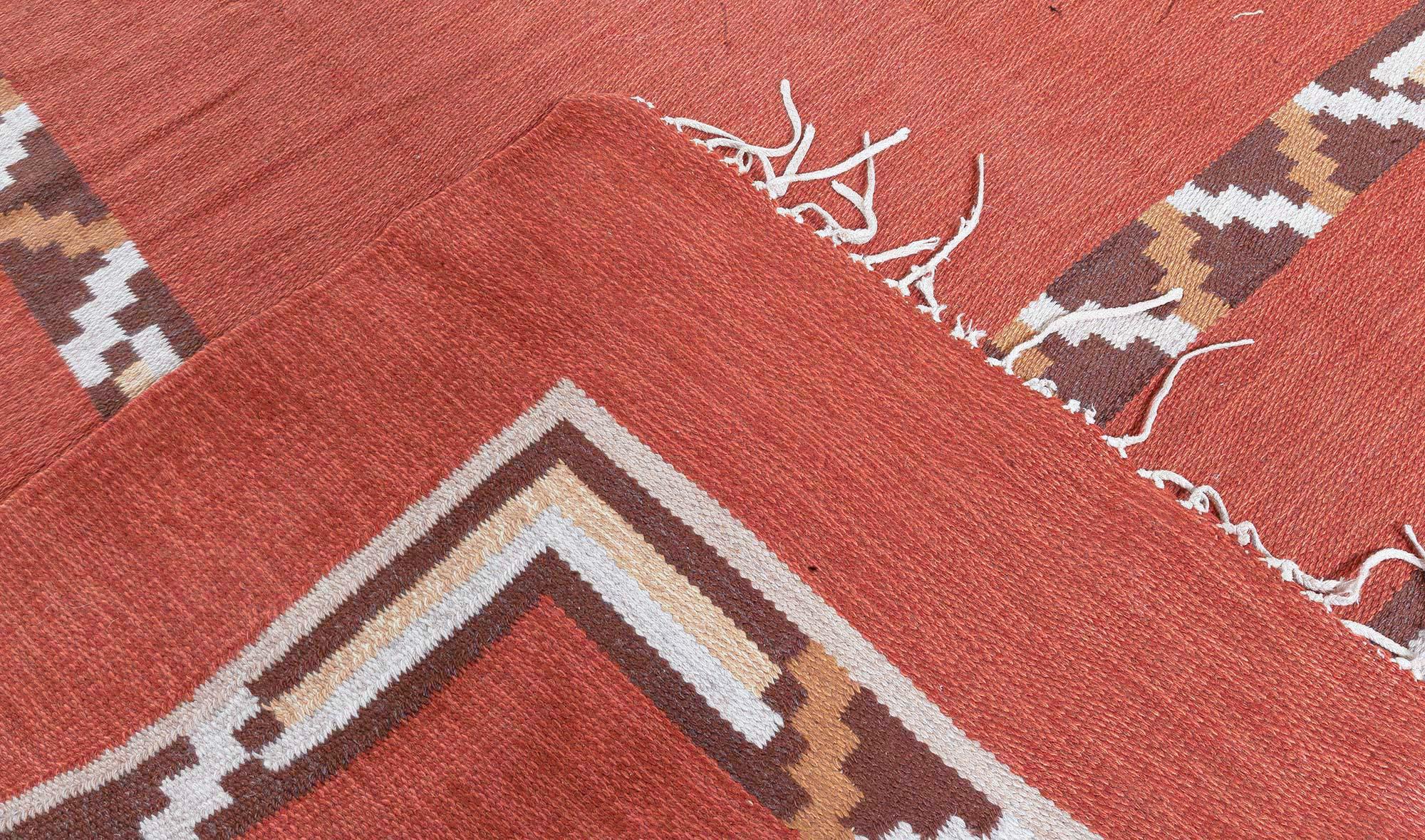 Wool Doris Leslie Blau Vintage Art Deco Swedish Flat Weave Rug For Sale