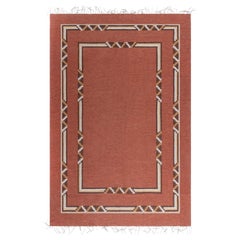 Doris Leslie Blauer schwedischer Flachgewebe-Teppich im Vintage-Art déco-Stil