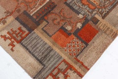 Doris Leslie Blau Vintage Art Nouveau Geometric Warm Tan Hand-Knotted Rug Dutch