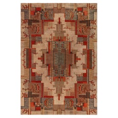 Doris Leslie Blau Vintage Art Nouveau Geometric Warm Tan Hand-Knotted Rug Dutch