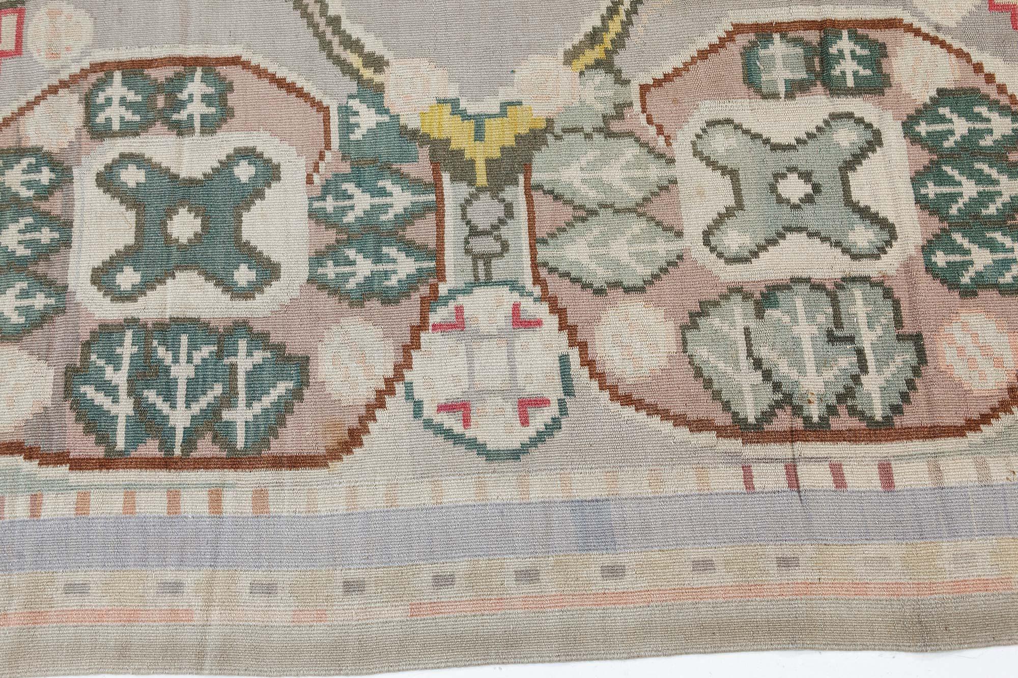 Hand-Knotted Doris Leslie Blau Vintage Bessarabian Abstract Handmade Rug For Sale