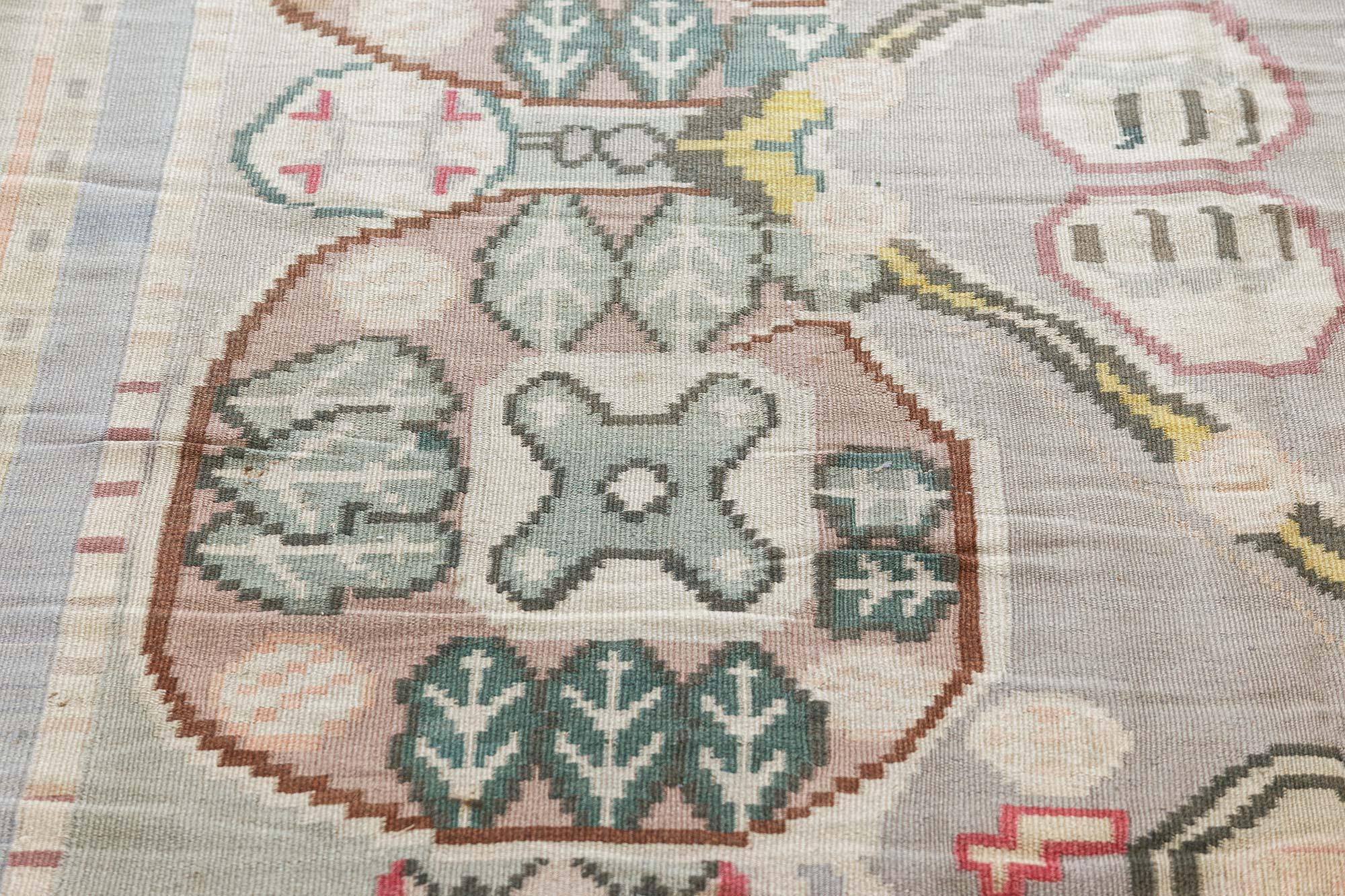 20th Century Doris Leslie Blau Vintage Bessarabian Abstract Handmade Rug For Sale