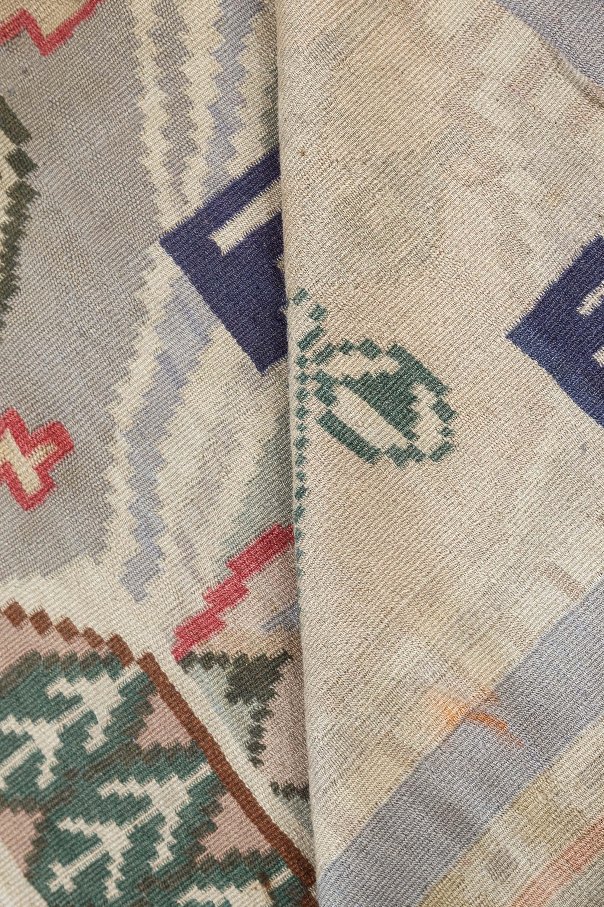 Wool Doris Leslie Blau Vintage Bessarabian Abstract Handmade Rug For Sale